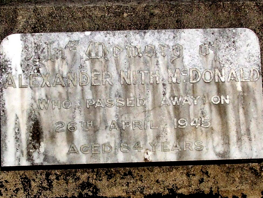 Photo of headstones/Alexander Nith McDonald d1945 hdstn Maclean cem NSW